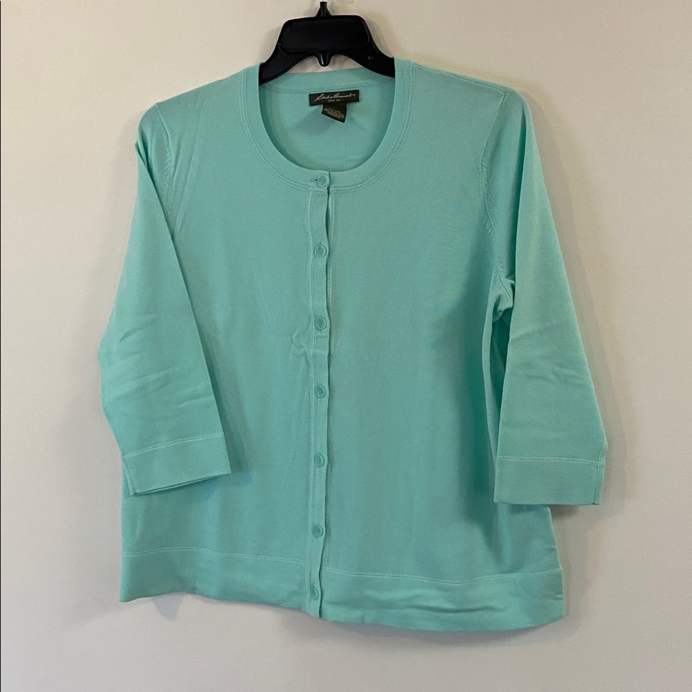 Eddie Bauer Mint Green Button up Cardigan Like New Condition Size XXL
